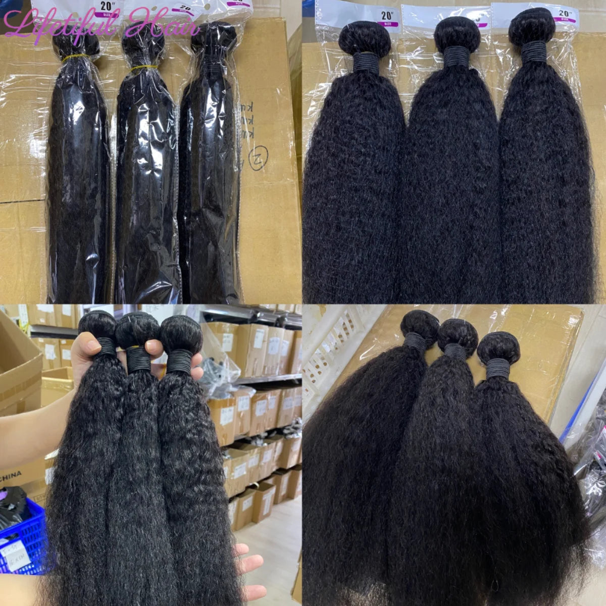 Kinky Straight Human Hair Yaki Bundles