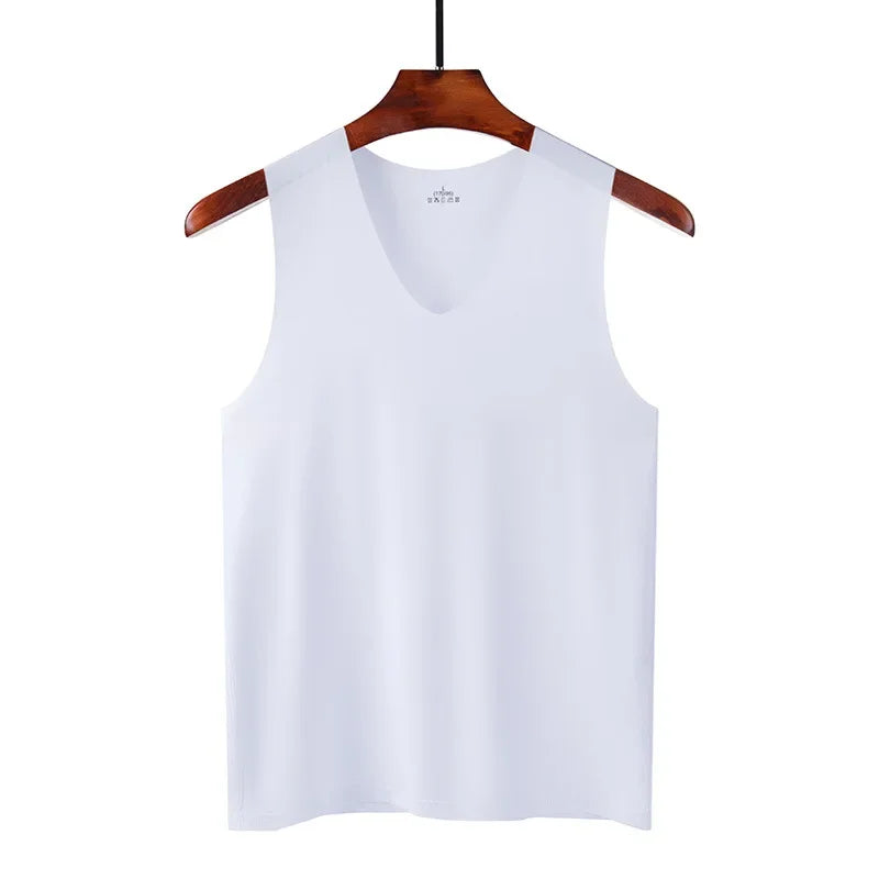 Men's Underwears Undershirts Summer Vest Men Traceless Ice Silk Tank Top Slim Fit Sports Fitness Sleeveless Breathable Singlet