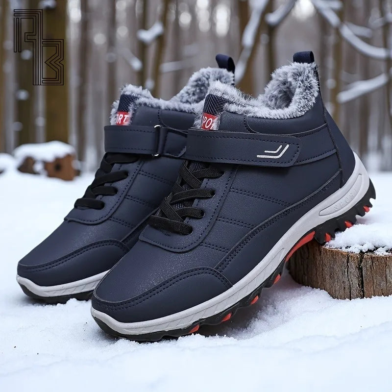 2025 Winter Snow Boots for Men, Fashionable Plush Thick Cotton Boots, Waterproof High Top Snow Boots