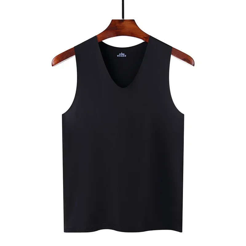 Men's Underwears Undershirts Summer Vest Men Traceless Ice Silk Tank Top Slim Fit Sports Fitness Sleeveless Breathable Singlet