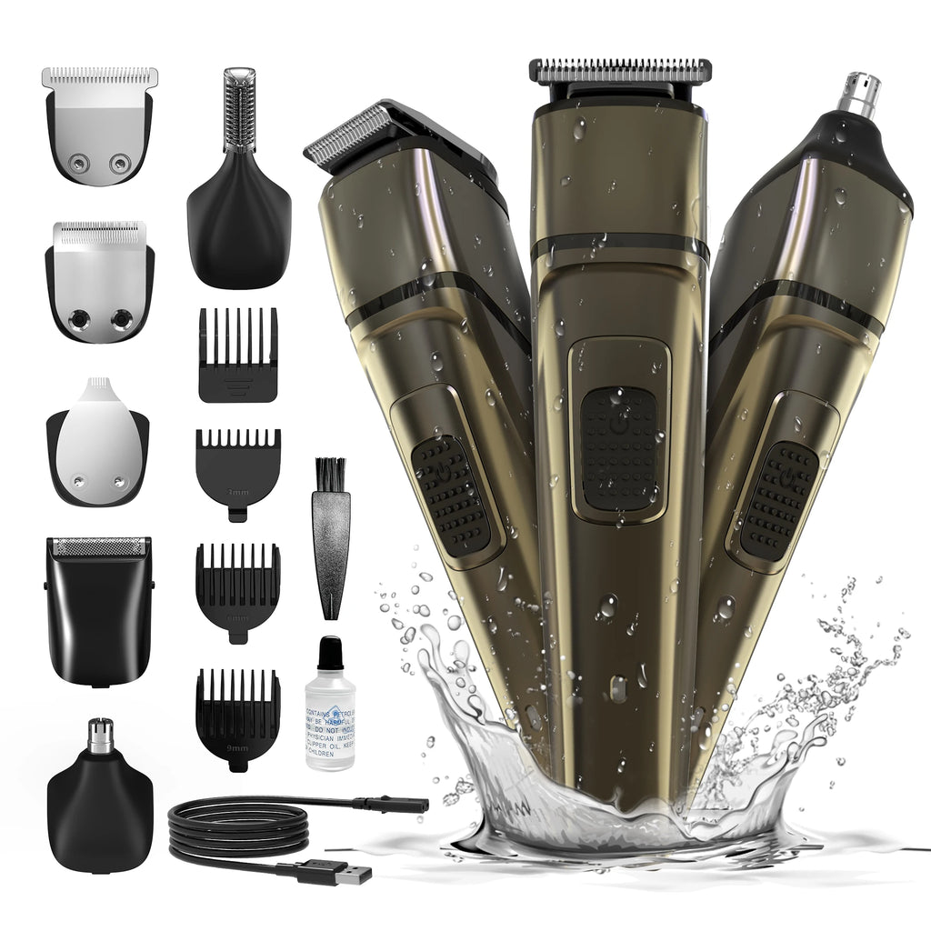 Electric Hair Beard Trimmer for Men Cordless Rechargeable Grooming Kit for Mustache, Body, Nose and Facial,Electric Shavers Gift