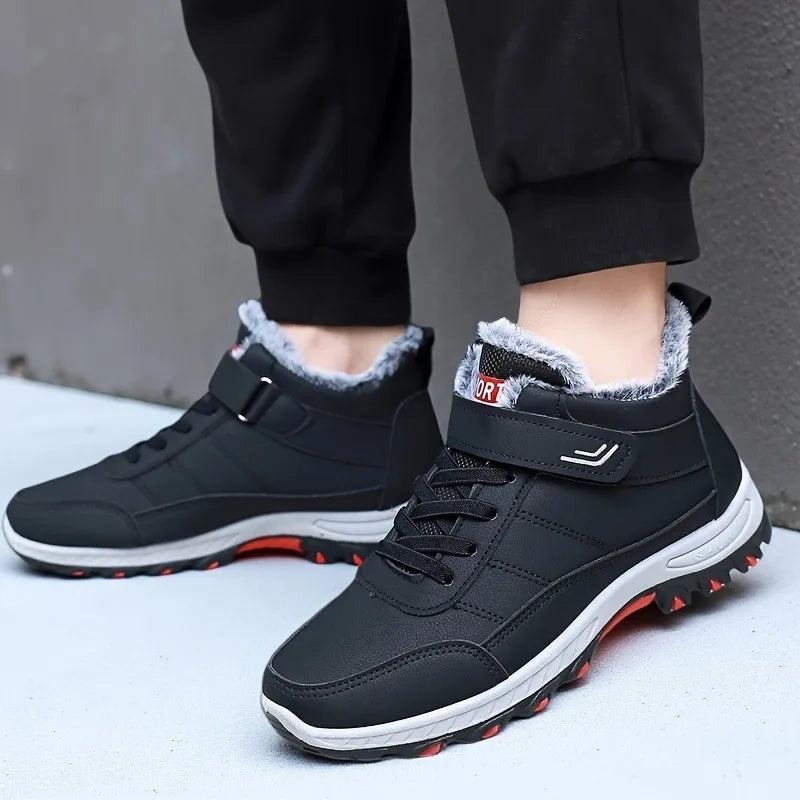 2025 Winter Snow Boots for Men, Fashionable Plush Thick Cotton Boots, Waterproof High Top Snow Boots