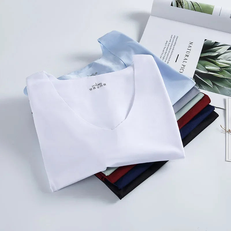 Men's Underwears Undershirts Summer Vest Men Traceless Ice Silk Tank Top Slim Fit Sports Fitness Sleeveless Breathable Singlet