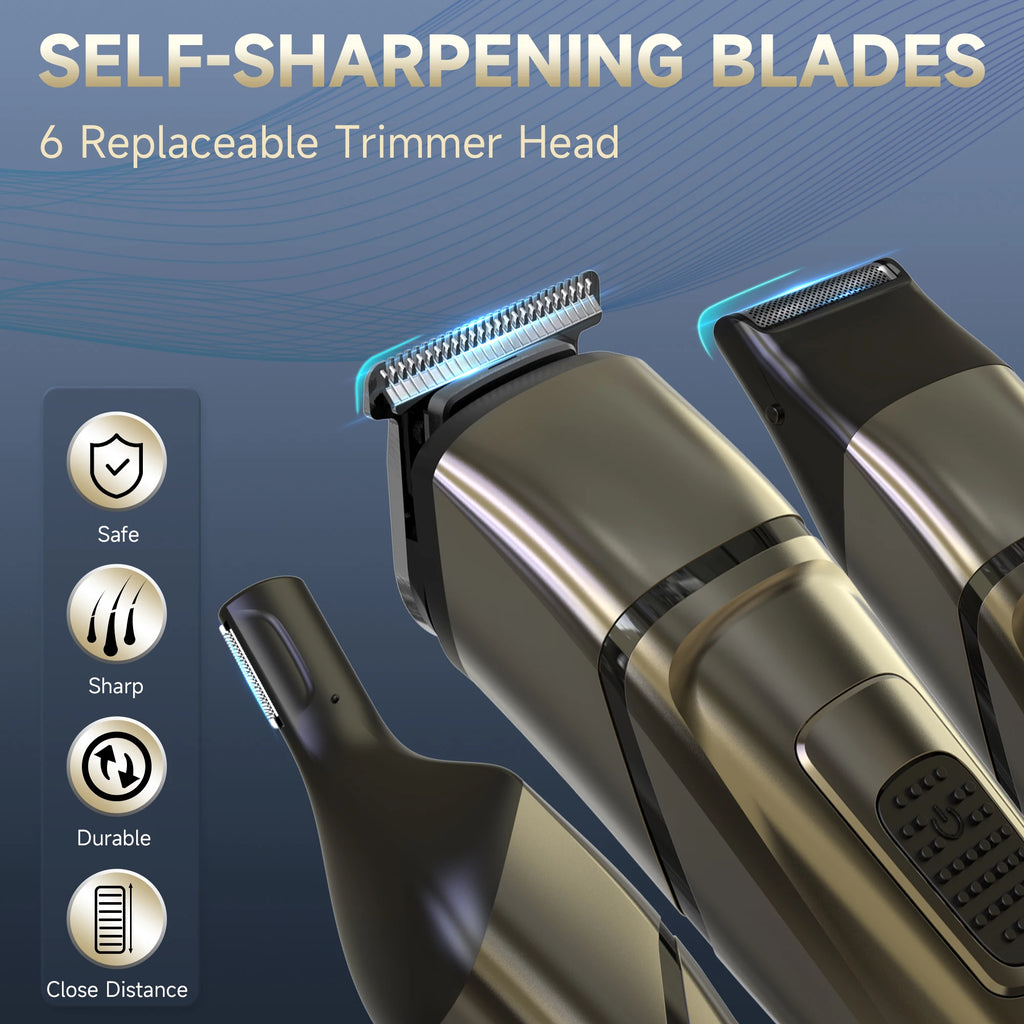 Electric Hair Beard Trimmer for Men Cordless Rechargeable Grooming Kit for Mustache, Body, Nose and Facial,Electric Shavers Gift