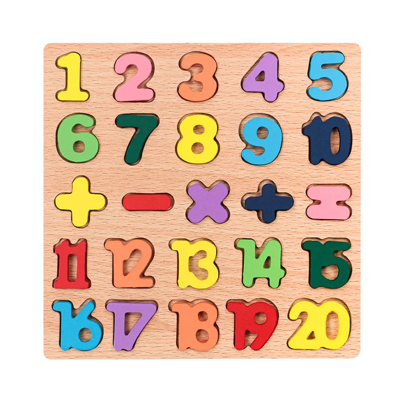 Wooden Puzzles Toys for Kids 3 Year Alphabet Numbers Children Montessori Educational Learning Toys abc Letters Preschool Gift
