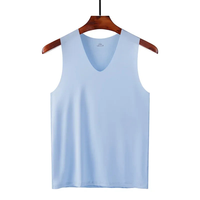 Men's Underwears Undershirts Summer Vest Men Traceless Ice Silk Tank Top Slim Fit Sports Fitness Sleeveless Breathable Singlet