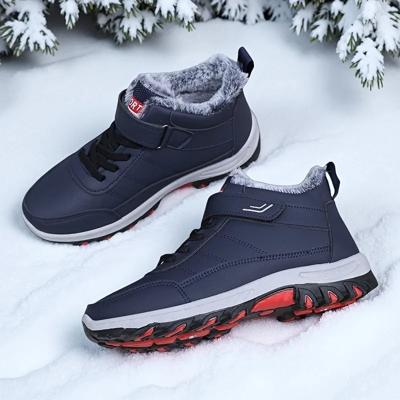 2025 Winter Snow Boots for Men, Fashionable Plush Thick Cotton Boots, Waterproof High Top Snow Boots