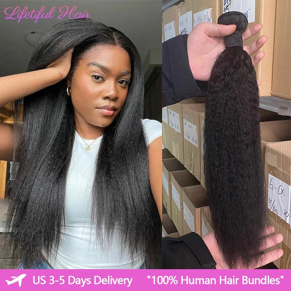Kinky Straight Human Hair Yaki Bundles