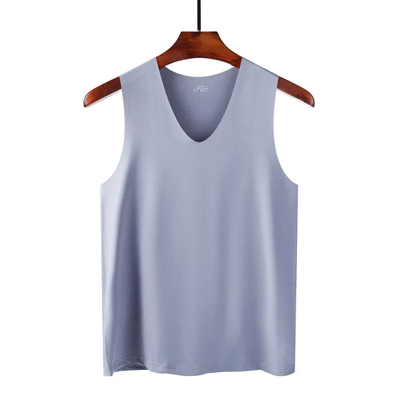 Men's Underwears Undershirts Summer Vest Men Traceless Ice Silk Tank Top Slim Fit Sports Fitness Sleeveless Breathable Singlet