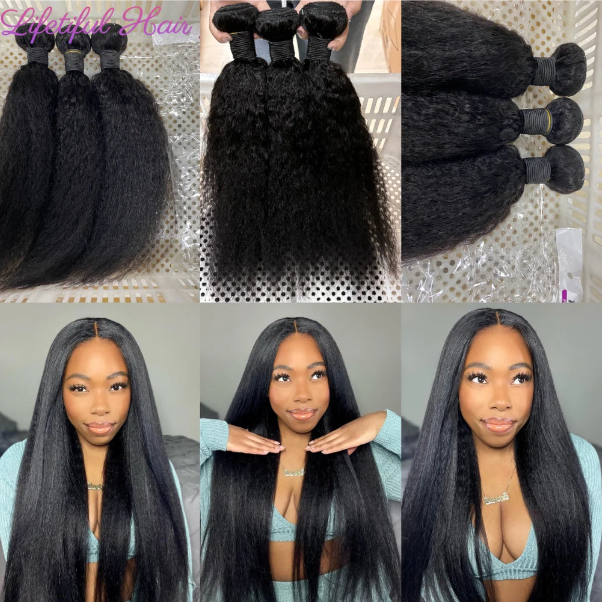 Kinky Straight Human Hair Yaki Bundles