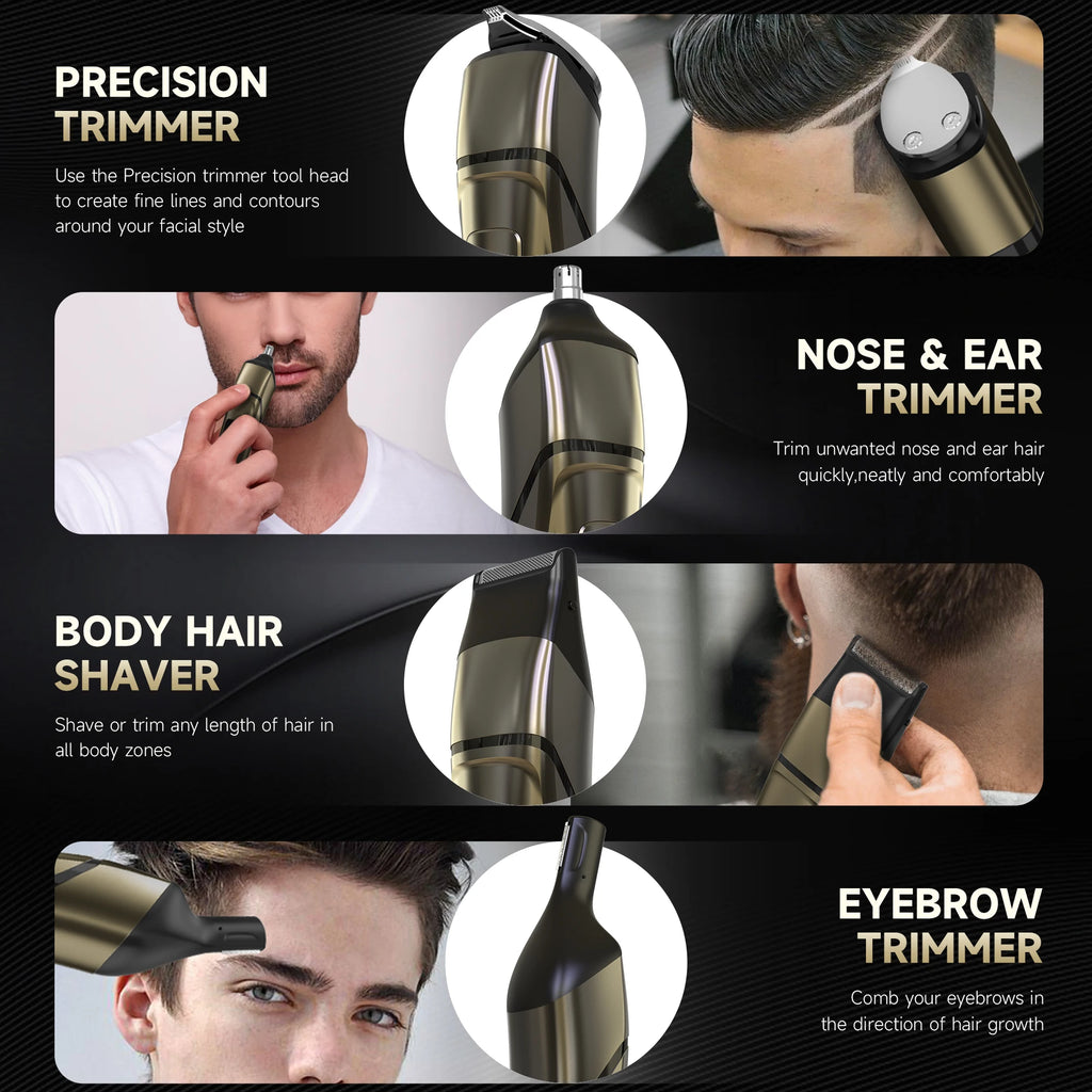 Electric Hair Beard Trimmer for Men Cordless Rechargeable Grooming Kit for Mustache, Body, Nose and Facial,Electric Shavers Gift